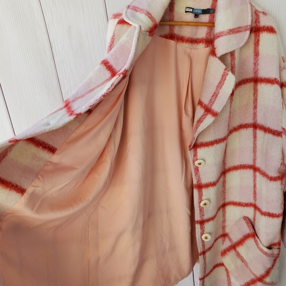 NWOT Anthropologie Eva Franco strawberry plaid coat - Picture 6 of 16